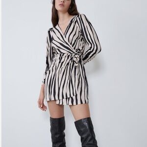 Zara Zebra Print Wrap Playsuit